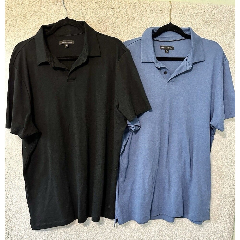 Lot of 2 Banana‎ Republic Men's Short Sleeve Solid Dress Polo Shirt Size XL